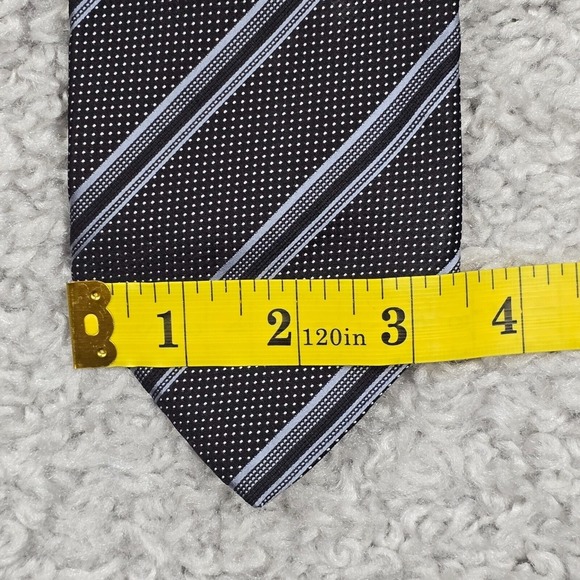 Giorgio Armani Neck Tie Mens Black Blue Stripes Micro Dots Silk Italy Career - Picture 6 of 8